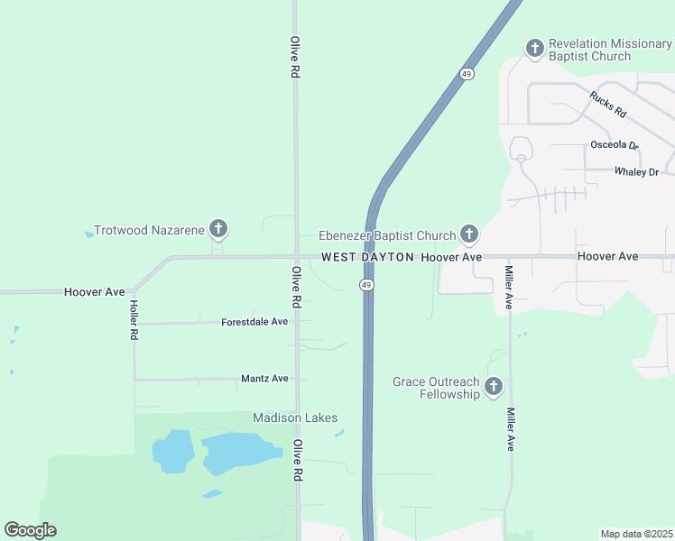 map of restaurants, bars, coffee shops, grocery stores, and more near 5948 Hoover Avenue in Dayton