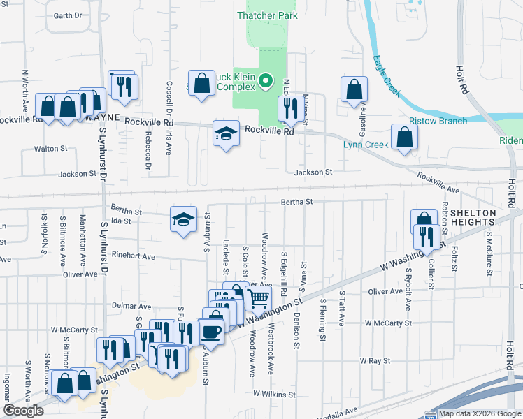 map of restaurants, bars, coffee shops, grocery stores, and more near 321 South Cole Street in Indianapolis