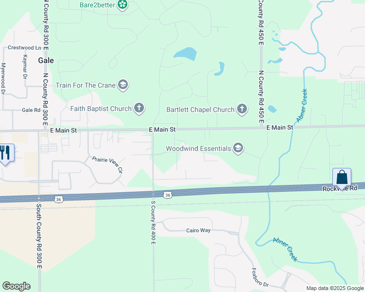 map of restaurants, bars, coffee shops, grocery stores, and more near 4055 East Main Street in Avon