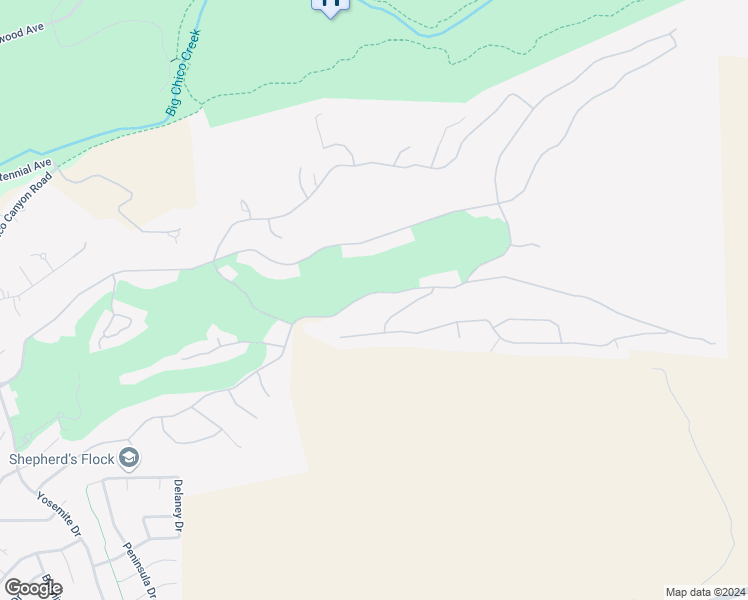 map of restaurants, bars, coffee shops, grocery stores, and more near 3213 Shallow Springs Terrace in Chico