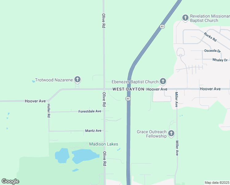 map of restaurants, bars, coffee shops, grocery stores, and more near 5948 Hoover Avenue in Dayton