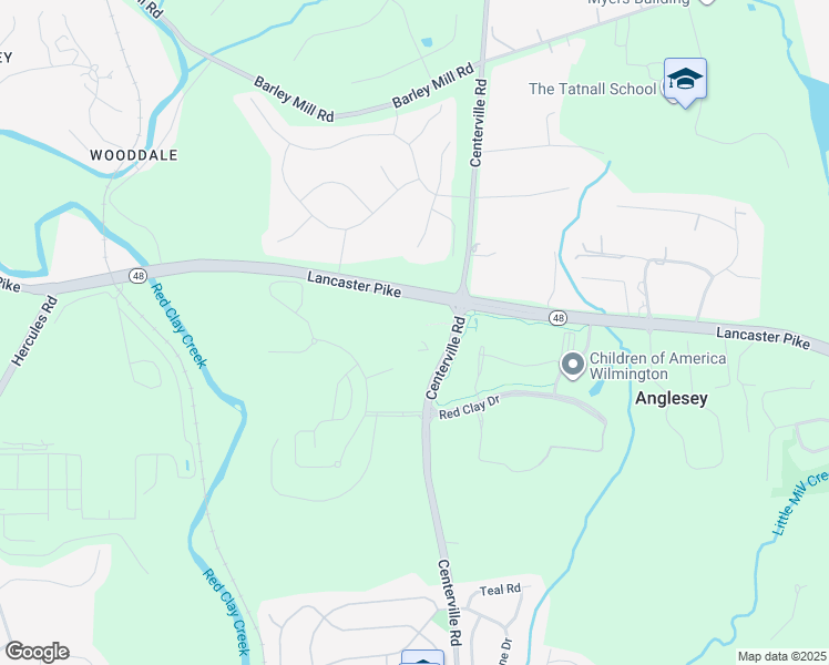 map of restaurants, bars, coffee shops, grocery stores, and more near 2961 Red Clay Drive in Wilmington