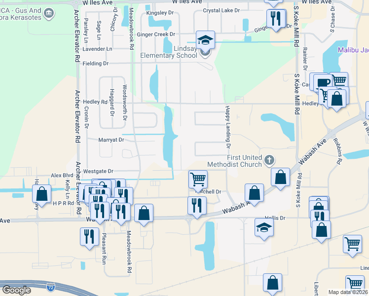 map of restaurants, bars, coffee shops, grocery stores, and more near 2900-2930 Wheatley Ct in Springfield