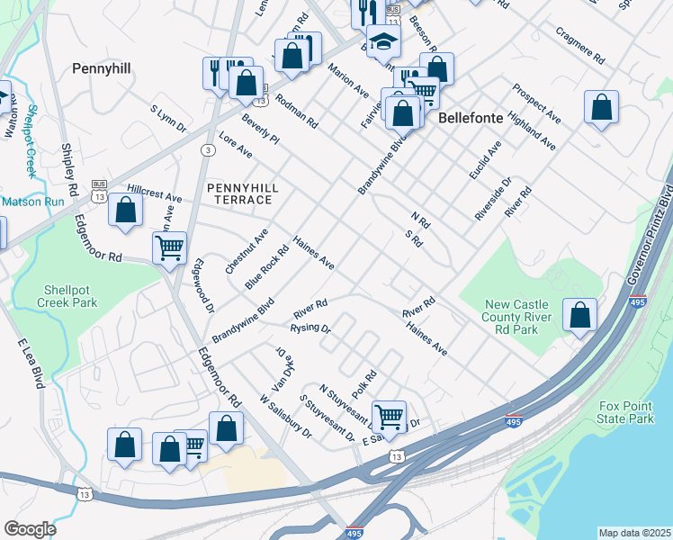 map of restaurants, bars, coffee shops, grocery stores, and more near 106 Lighthouse Road in Wilmington