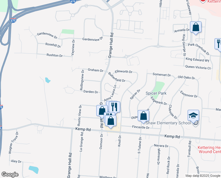 map of restaurants, bars, coffee shops, grocery stores, and more near 3884 North Chalet Circle in Beavercreek