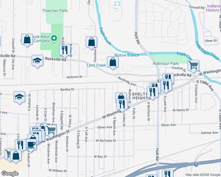 map of restaurants, bars, coffee shops, grocery stores, and more near 302 Barton Avenue in Indianapolis