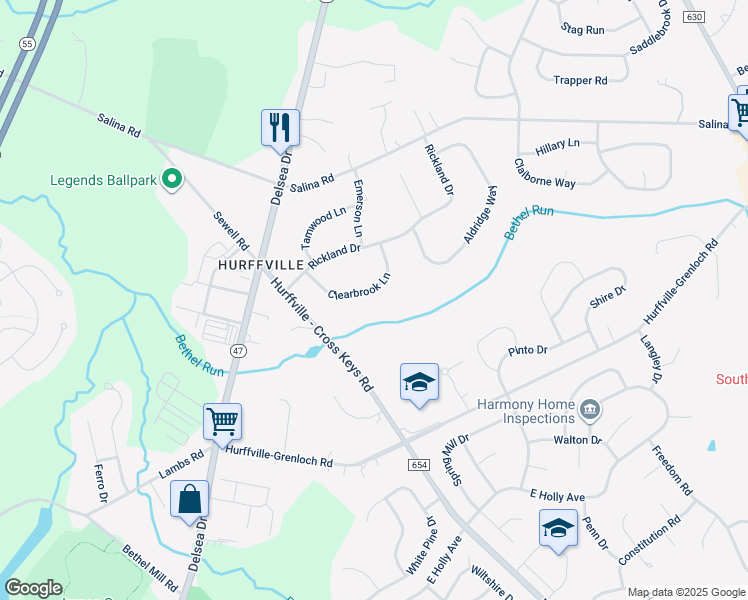 map of restaurants, bars, coffee shops, grocery stores, and more near 18 Clearbrook Lane in Washington Township