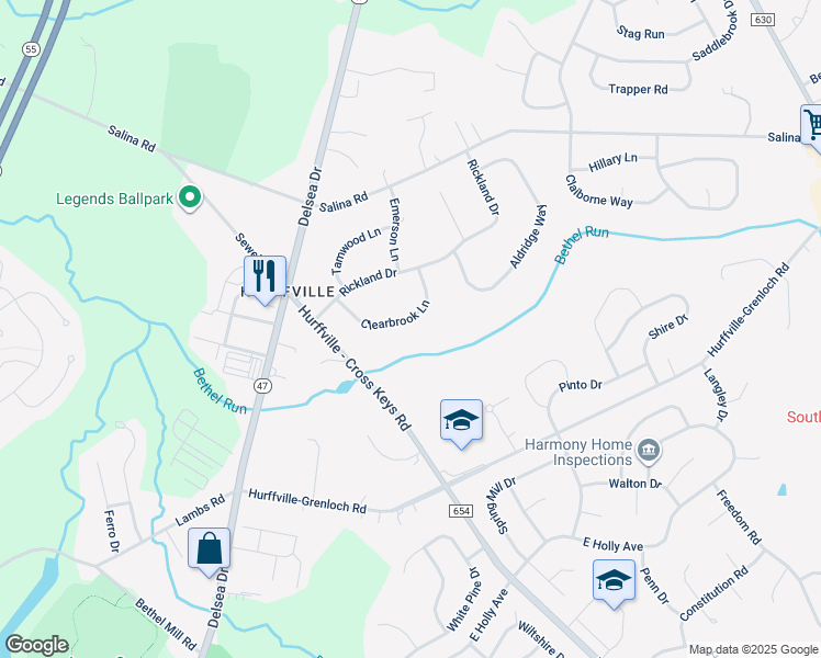 map of restaurants, bars, coffee shops, grocery stores, and more near 18 Clearbrook Lane in Washington Township