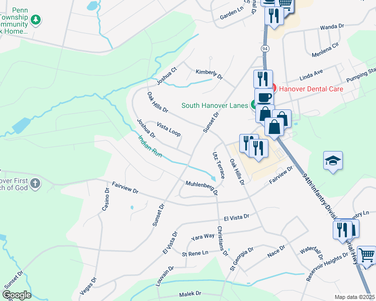 map of restaurants, bars, coffee shops, grocery stores, and more near 11 Joshua Drive in Hanover