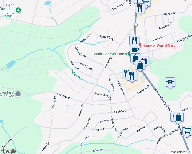 map of restaurants, bars, coffee shops, grocery stores, and more near 11 Joshua Drive in Hanover