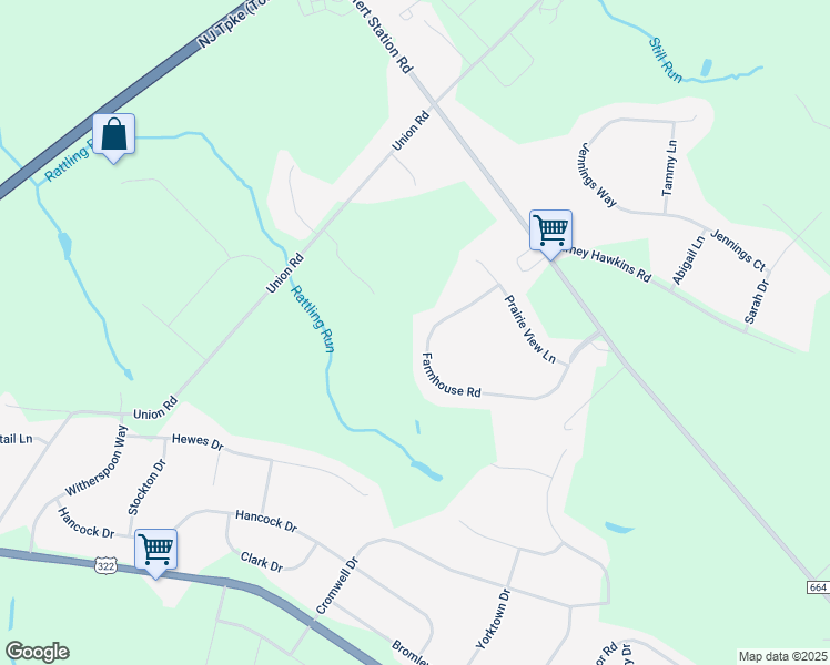 map of restaurants, bars, coffee shops, grocery stores, and more near 715 Farmhouse Road in Mickleton