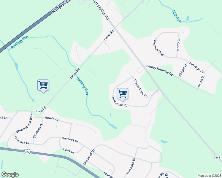 map of restaurants, bars, coffee shops, grocery stores, and more near 715 Farmhouse Road in Mickleton