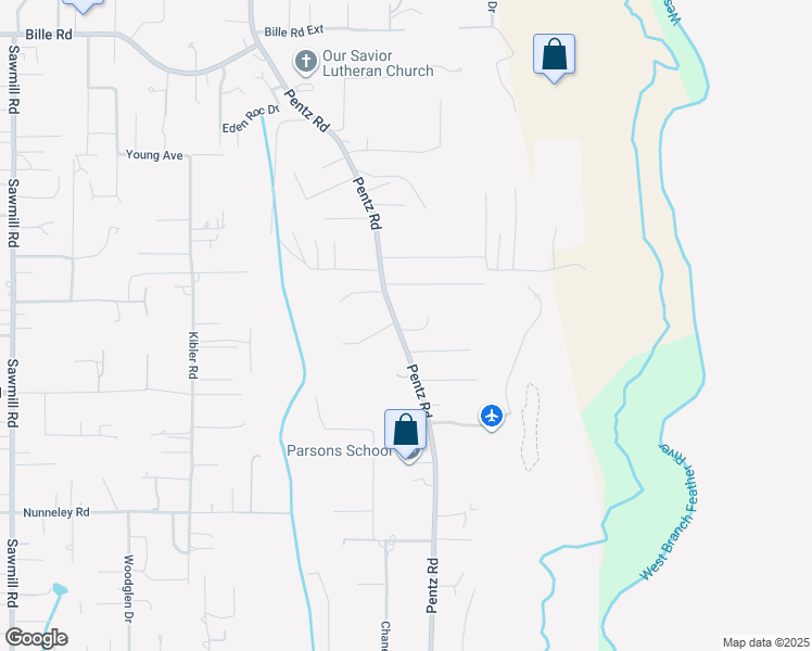 map of restaurants, bars, coffee shops, grocery stores, and more near 6140 Pentz Road in Paradise