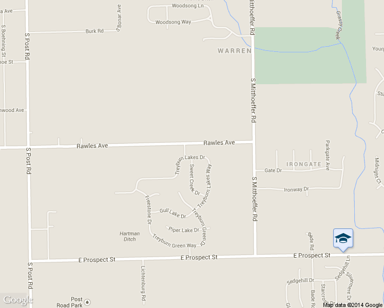 map of restaurants, bars, coffee shops, grocery stores, and more near 9720 Treyburn Lakes Drive in Indianapolis