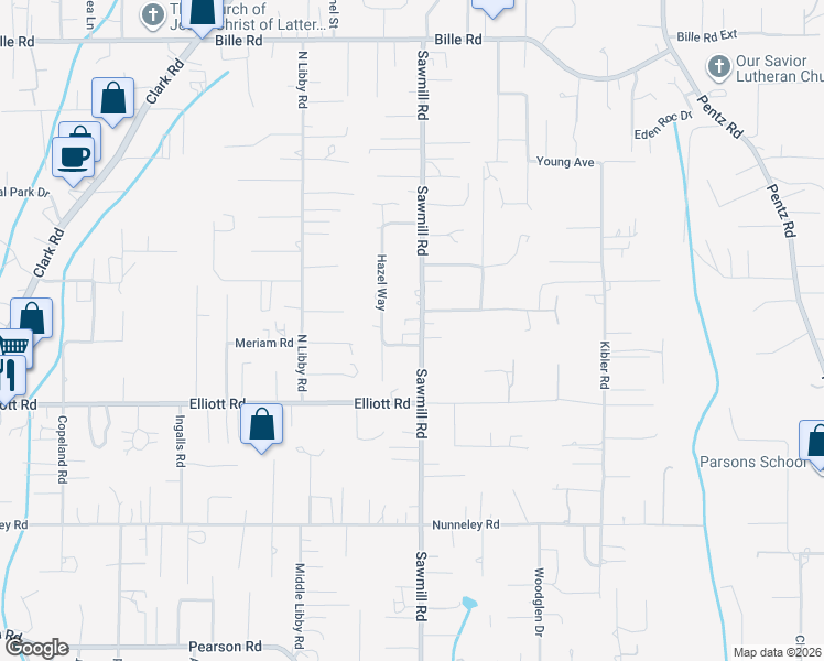 map of restaurants, bars, coffee shops, grocery stores, and more near 5942 Hazel Way in Paradise