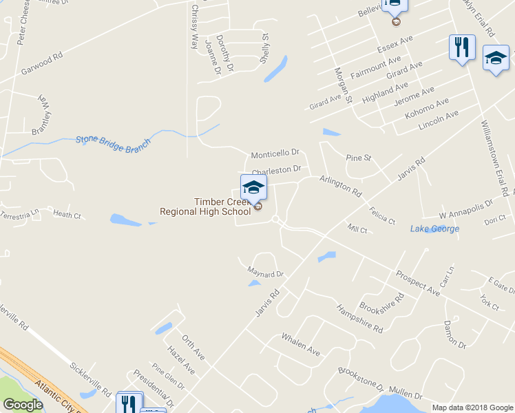 map of restaurants, bars, coffee shops, grocery stores, and more near 501 Jarvis Road in Camden County