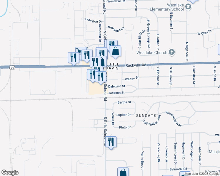 map of restaurants, bars, coffee shops, grocery stores, and more near 7258 Dalegard Street in Indianapolis
