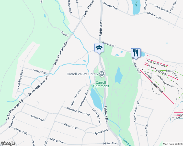 map of restaurants, bars, coffee shops, grocery stores, and more near 41 Valley View Trail in Fairfield
