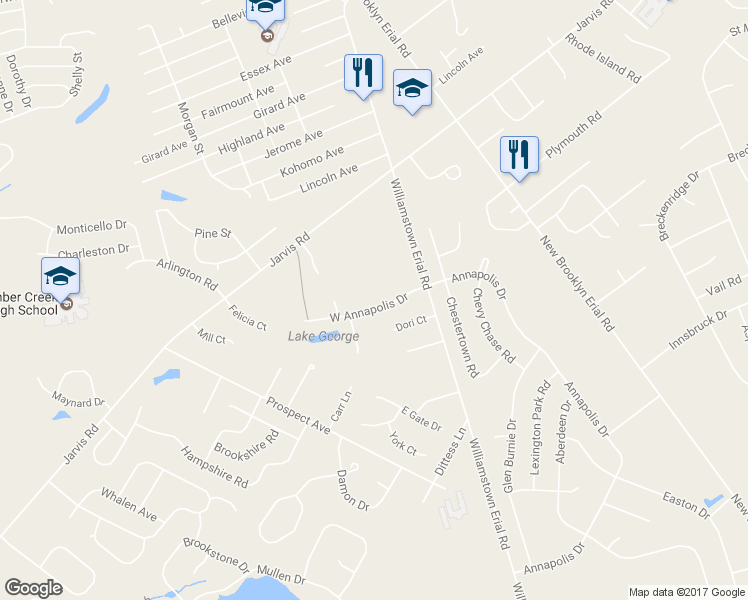 map of restaurants, bars, coffee shops, grocery stores, and more near 11 West Annapolis Drive in Sicklerville