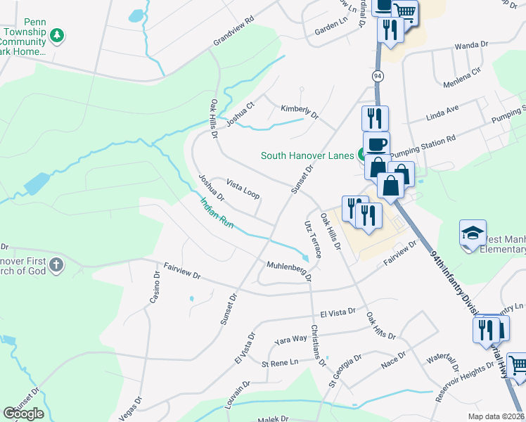 map of restaurants, bars, coffee shops, grocery stores, and more near 35 Vista Loop in Hanover