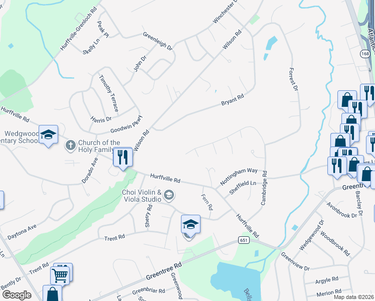 map of restaurants, bars, coffee shops, grocery stores, and more near 565 Cambridge Road in Washington Township
