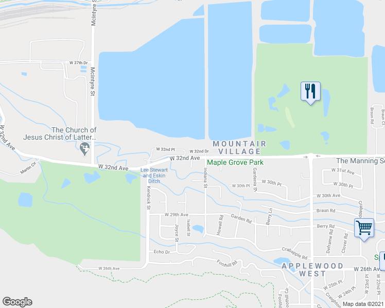 map of restaurants, bars, coffee shops, grocery stores, and more near 14874 West 32nd Drive in Golden