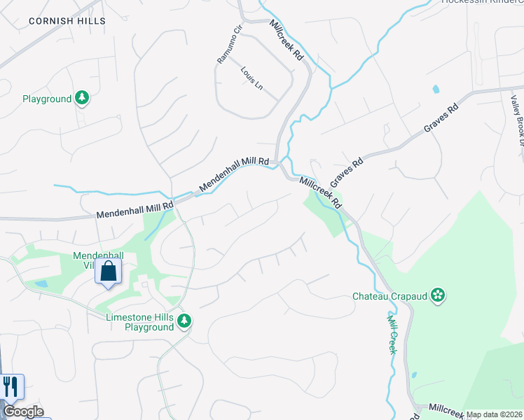 map of restaurants, bars, coffee shops, grocery stores, and more near 22 Pine Grove Lane in Hockessin