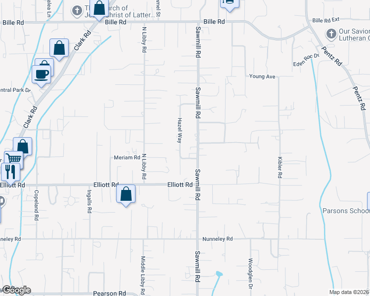 map of restaurants, bars, coffee shops, grocery stores, and more near 5942 Hazel Way in Paradise
