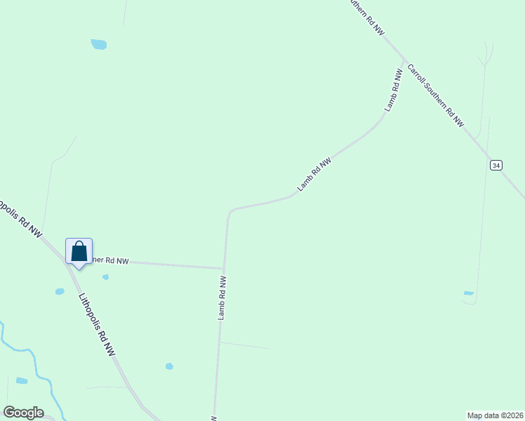 map of restaurants, bars, coffee shops, grocery stores, and more near 2200 Lamb Road Northwest in Carroll