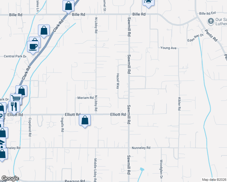 map of restaurants, bars, coffee shops, grocery stores, and more near 5945 Hazel Way in Paradise