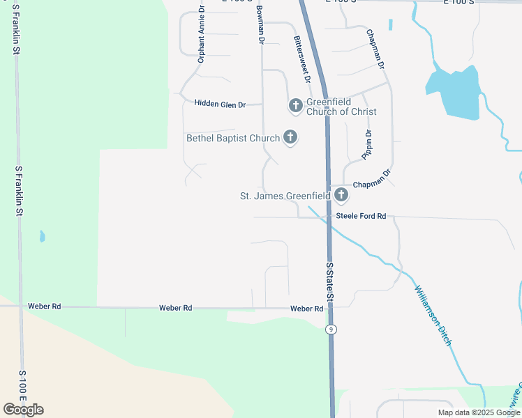 map of restaurants, bars, coffee shops, grocery stores, and more near 214 White Oak Drive in Greenfield