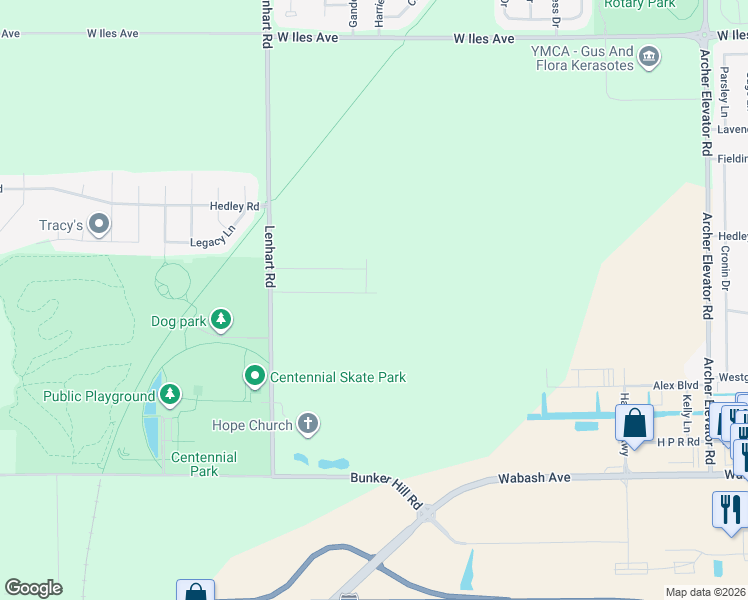 map of restaurants, bars, coffee shops, grocery stores, and more near 2600 Lenhart Road in Springfield