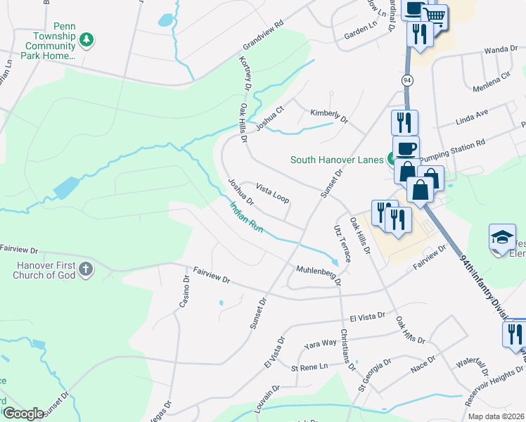 map of restaurants, bars, coffee shops, grocery stores, and more near 91 Joshua Dr in Hanover