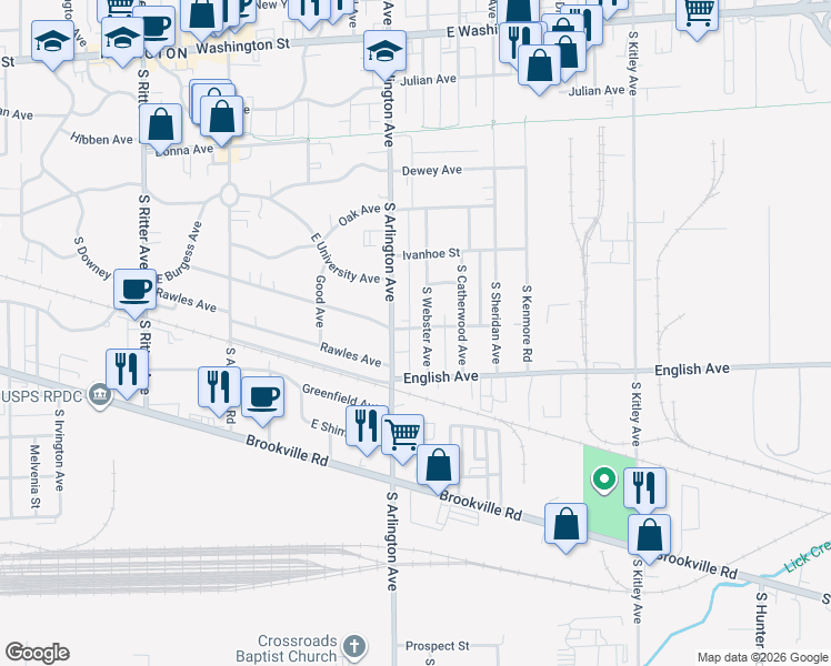 map of restaurants, bars, coffee shops, grocery stores, and more near 6013 Beechwood Avenue in Indianapolis