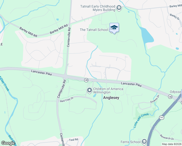 map of restaurants, bars, coffee shops, grocery stores, and more near 4919 Lancaster Pike in Wilmington