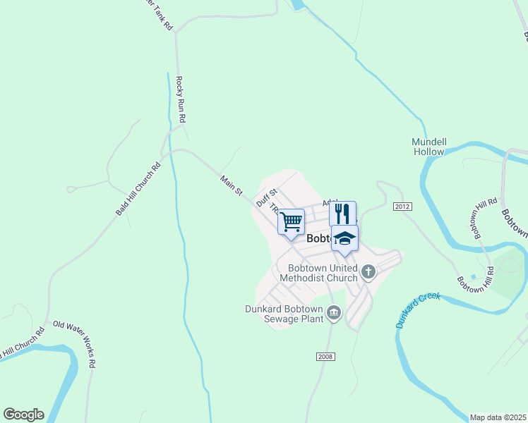 map of restaurants, bars, coffee shops, grocery stores, and more near 241 TR390 in Bobtown