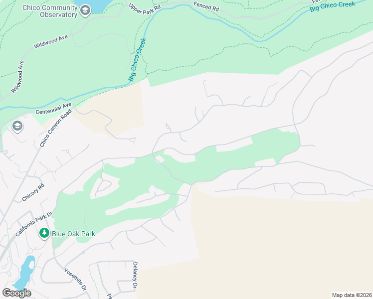 map of restaurants, bars, coffee shops, grocery stores, and more near 3 Hill Oak Commons in Chico