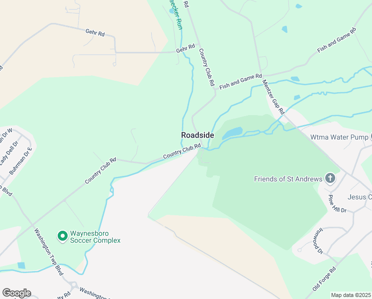 map of restaurants, bars, coffee shops, grocery stores, and more near 11071 Country Club Road in Waynesboro