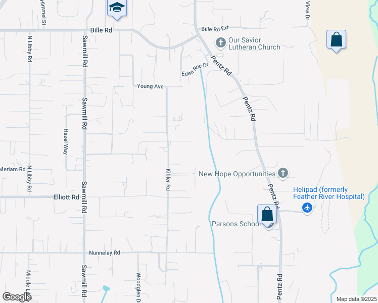 map of restaurants, bars, coffee shops, grocery stores, and more near 1694 Ryan Road in Paradise