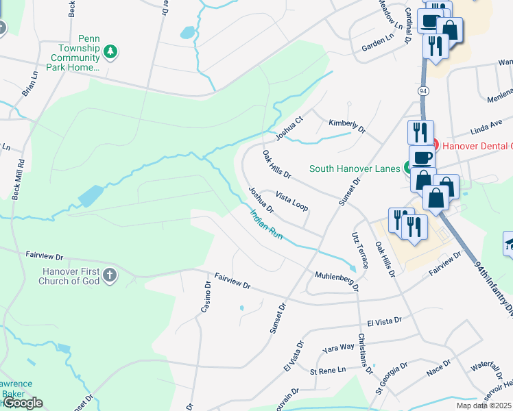 map of restaurants, bars, coffee shops, grocery stores, and more near 156 Joshua Drive in Hanover