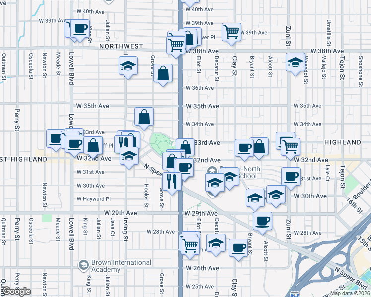 map of restaurants, bars, coffee shops, grocery stores, and more near in 