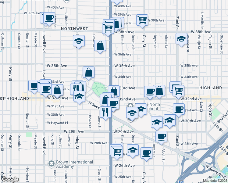 map of restaurants, bars, coffee shops, grocery stores, and more near in 