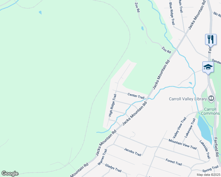 map of restaurants, bars, coffee shops, grocery stores, and more near 33 High Ridge Trail in Fairfield