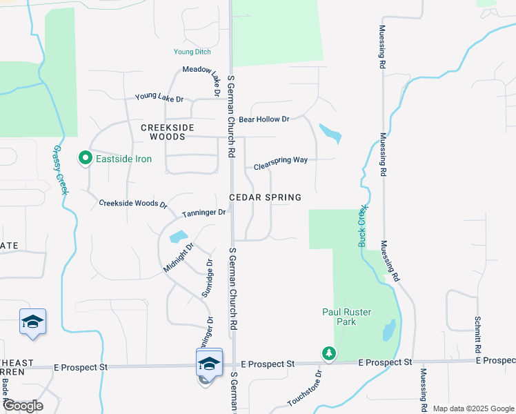 map of restaurants, bars, coffee shops, grocery stores, and more near 435 Garden Grace Drive in Indianapolis