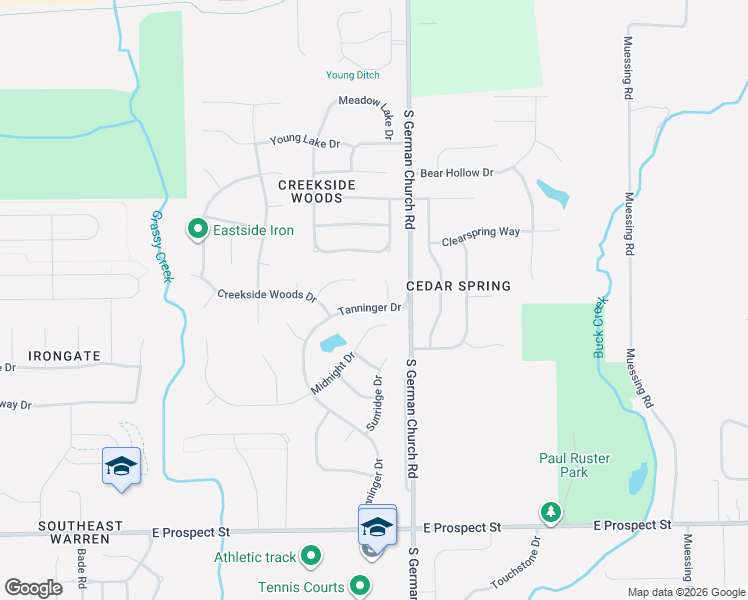 map of restaurants, bars, coffee shops, grocery stores, and more near 414 Calamus Court in Indianapolis