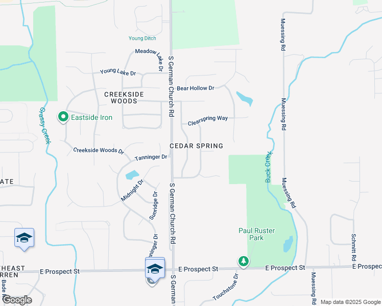 map of restaurants, bars, coffee shops, grocery stores, and more near 435 Garden Grace Drive in Indianapolis