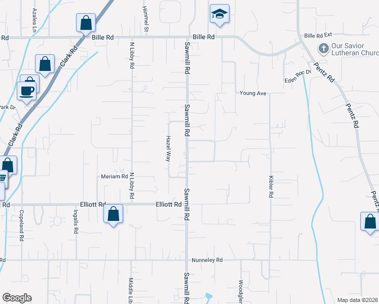 map of restaurants, bars, coffee shops, grocery stores, and more near 1550 Sawpeck Way in Paradise