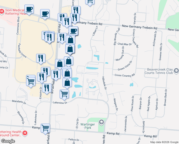 map of restaurants, bars, coffee shops, grocery stores, and more near in Beavercreek