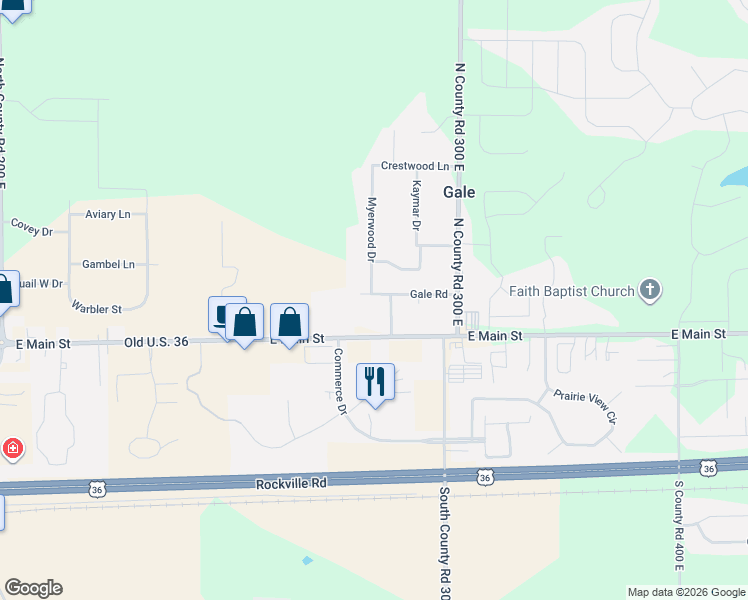 map of restaurants, bars, coffee shops, grocery stores, and more near 122 Gale Road in Danville