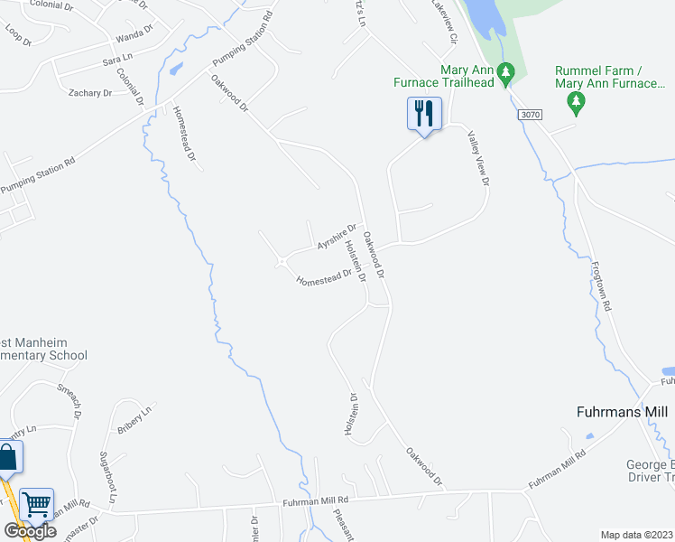 map of restaurants, bars, coffee shops, grocery stores, and more near 294 Homestead Drive in Hanover